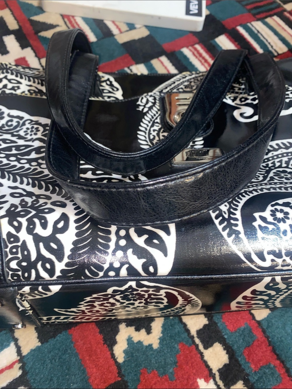 Gigi Hill Latched Water Resistant Tote Purse with Striped Interior - Picture 11 of 17